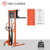 Tory Carrier MSF1163 Manual Pallet Stacker with Adjustable Forks 1100 lbs. 63" Lifting Height New