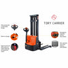 Tory Carrier ESS22RE-19-98 Full Electric Walkie Pallet Stacker with Adjustable Legs 2200 lbs. Capacity 98" Lifting Height New