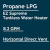 EZ Tankless EZSUPLPG Indoor Supreme on Demand 8.2 GPM 165000 BTU Liquid Propane Tankless Water Heater with Direct Vent Flue Pipe Kit New