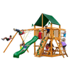 Gorilla Playsets 01-0003-AP-2 Chateau Amber Posts Swing Set and Residential Wood Playset with Sunbrella Canvas Forest Green Canopy New