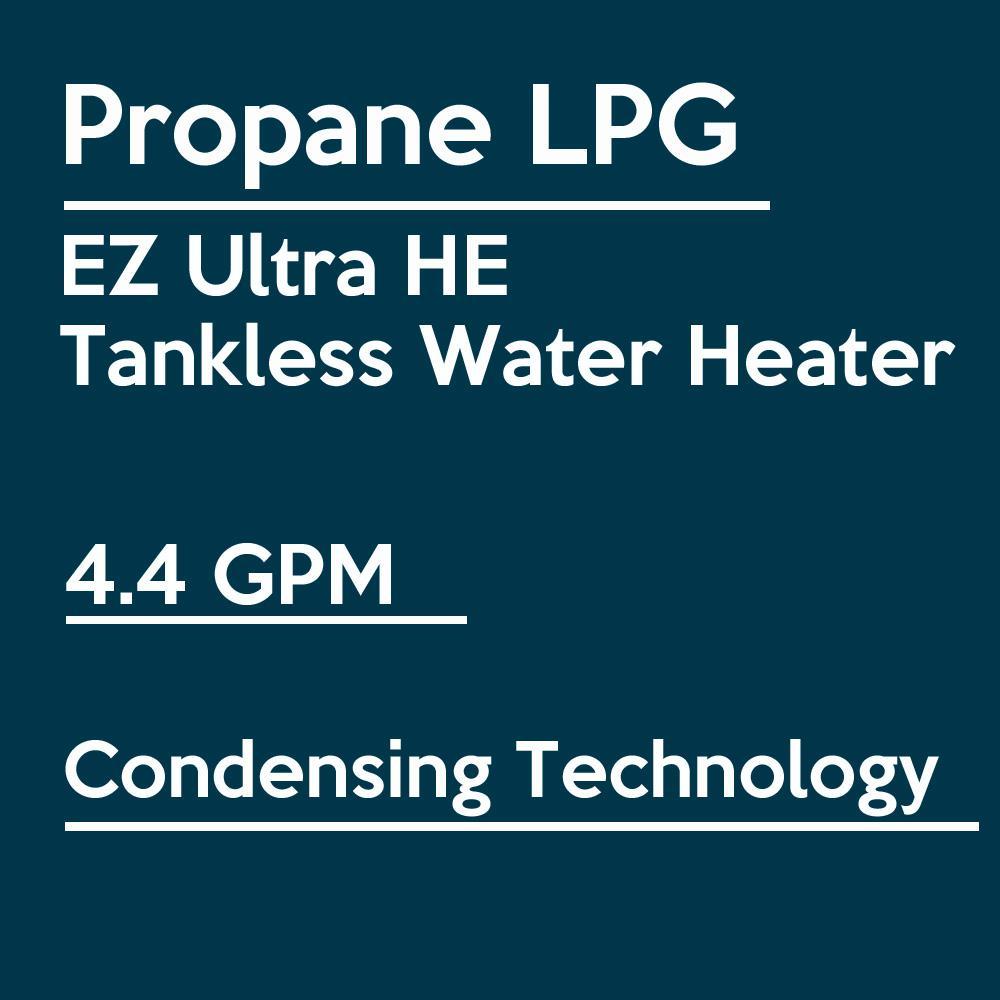 EZ Tankless EZULTLPG Ultra HE on Demand 4.4 GPM 70000 BTU Indoor Liquid Propane Condensing Tankless Water Heater with Vent Kit New
