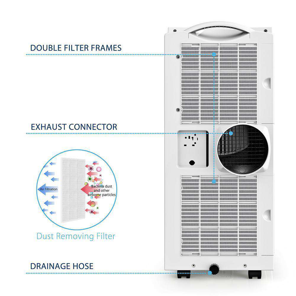 JHS A001-10KR/D 10,000 BTU Portable Air Conditioner with Dehumidifier and Remote White New