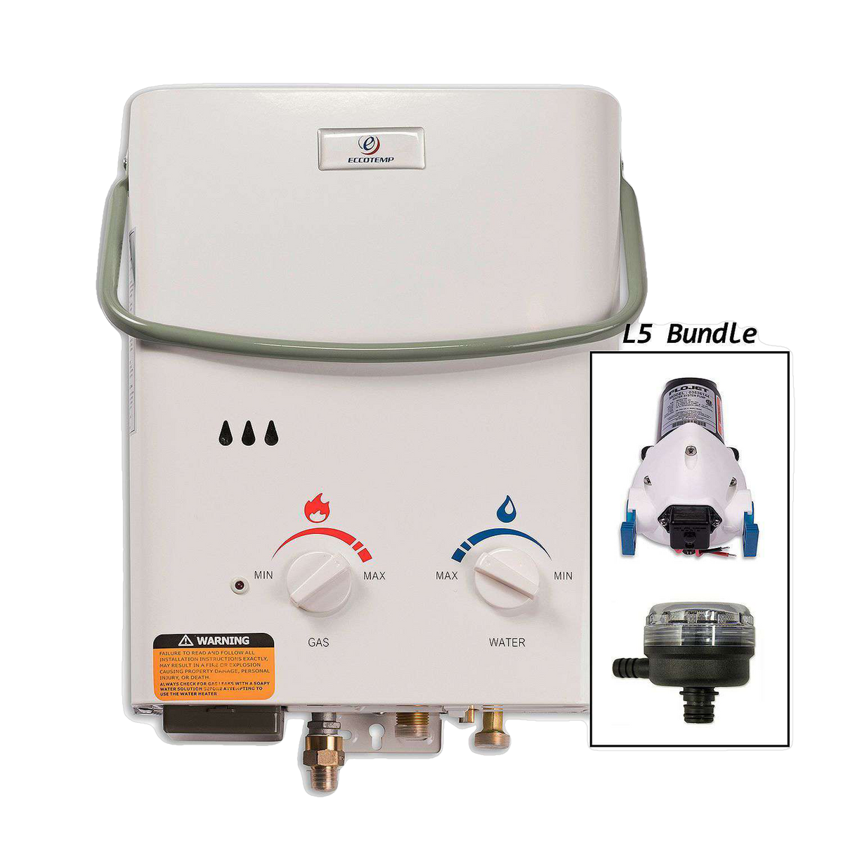 Eccotemp L5 1.5 GPM Propane Tankless Water Heater w/ Flojet Pump & Strainer Manufacturer RFB