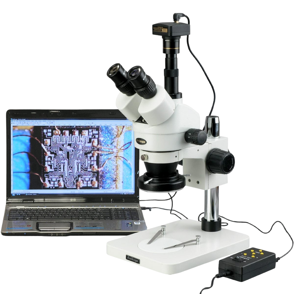 Amscope SM-1TSZ-144A-10M 3.5X - 90X Zoom Stereo Microscope with 4 Zone 144 LED Light Plus 10MP Digital USB Camera New