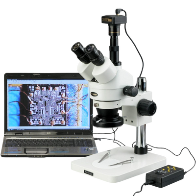 Amscope SM-1TSZ-144A-10M 3.5X - 90X Zoom Stereo Microscope with 4 Zone 144 LED Light Plus 10MP Digital USB Camera New