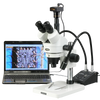 Amscope SM-1TSW2-L6W-10M 3.5 - 225X Zoom Stereo Microscope with Gooseneck LED Lights Plus 10MP USB Digital Camera New