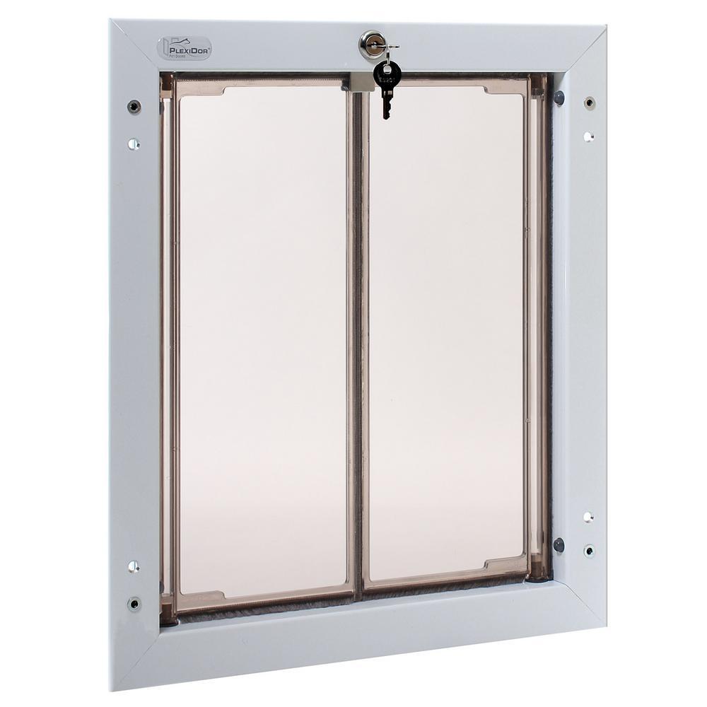 PlexiDor PD DOOR LG WH Large Energy Efficient Weatherproof Pet Door With Key Security Lock White New
