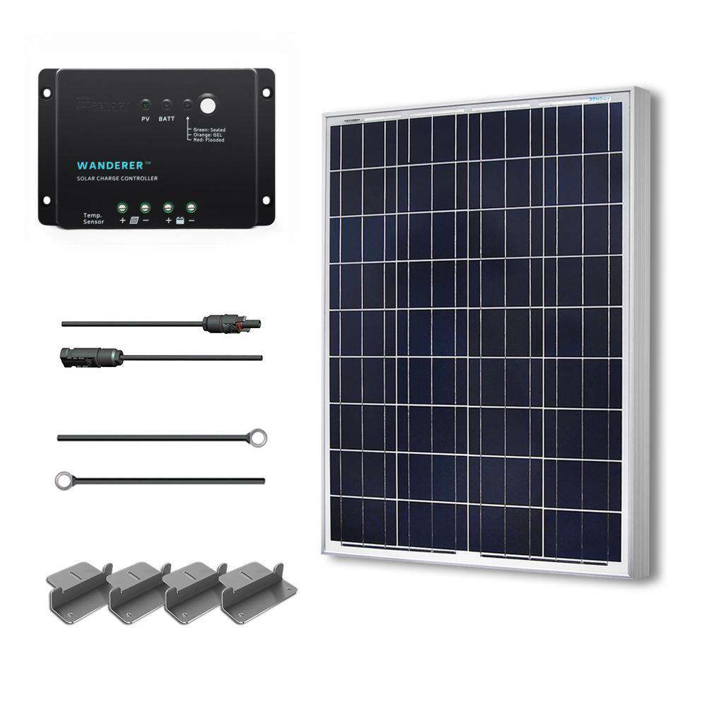 Renogy RNG-KIT-STARTER100D-WND30 100 Watts 12 Volts Monocrystalline Off Grid Solar Starter Kit New