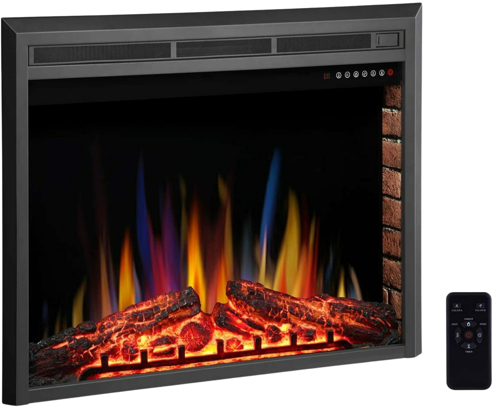 RW Flame 936A 750W-1500W 36 Inch Recessed Freestanding Electric Fireplace Insert With Remote Black New