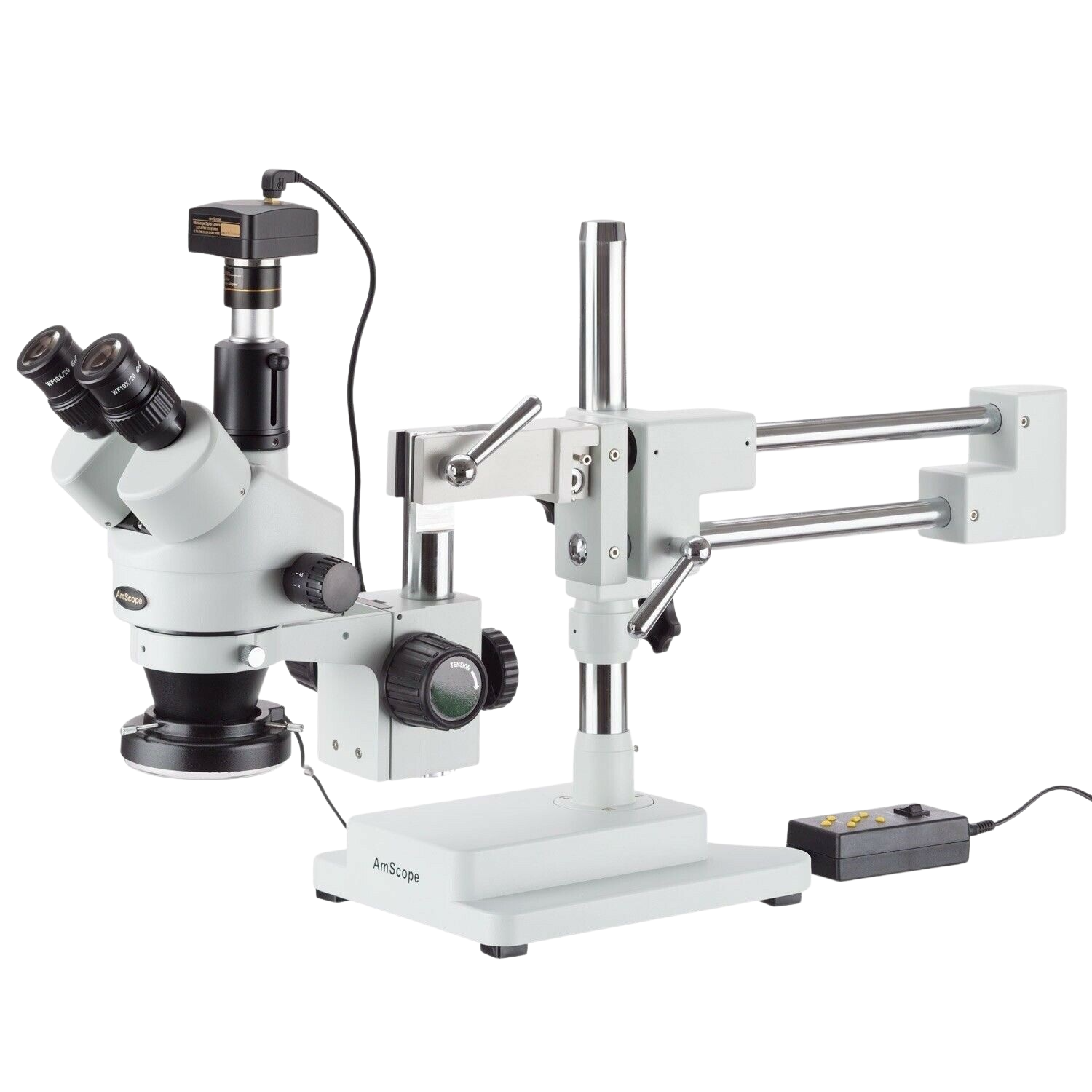Amscope SM-3TZ-144A-10M3 3.5X - 90X Trinocular Stereo Zoom Microscope 144 LED Ring Light and USB3.0 10MP Camera New