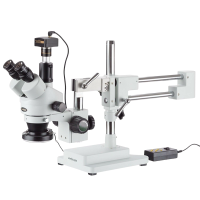 Amscope SM-3TZ-144A-10M3 3.5X - 90X Trinocular Stereo Zoom Microscope 144 LED Ring Light and USB3.0 10MP Camera New
