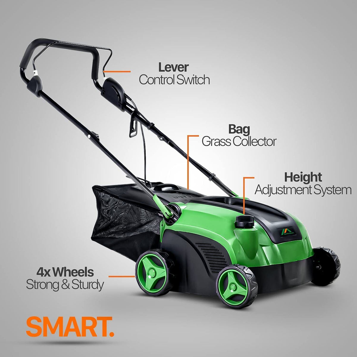 Apollo Smart GUT089 2 in 1 Walk Behind Scarifier Lawn Dethatcher Raker Corded Electric 120V 12 Amp 15" with Collection Bag New
