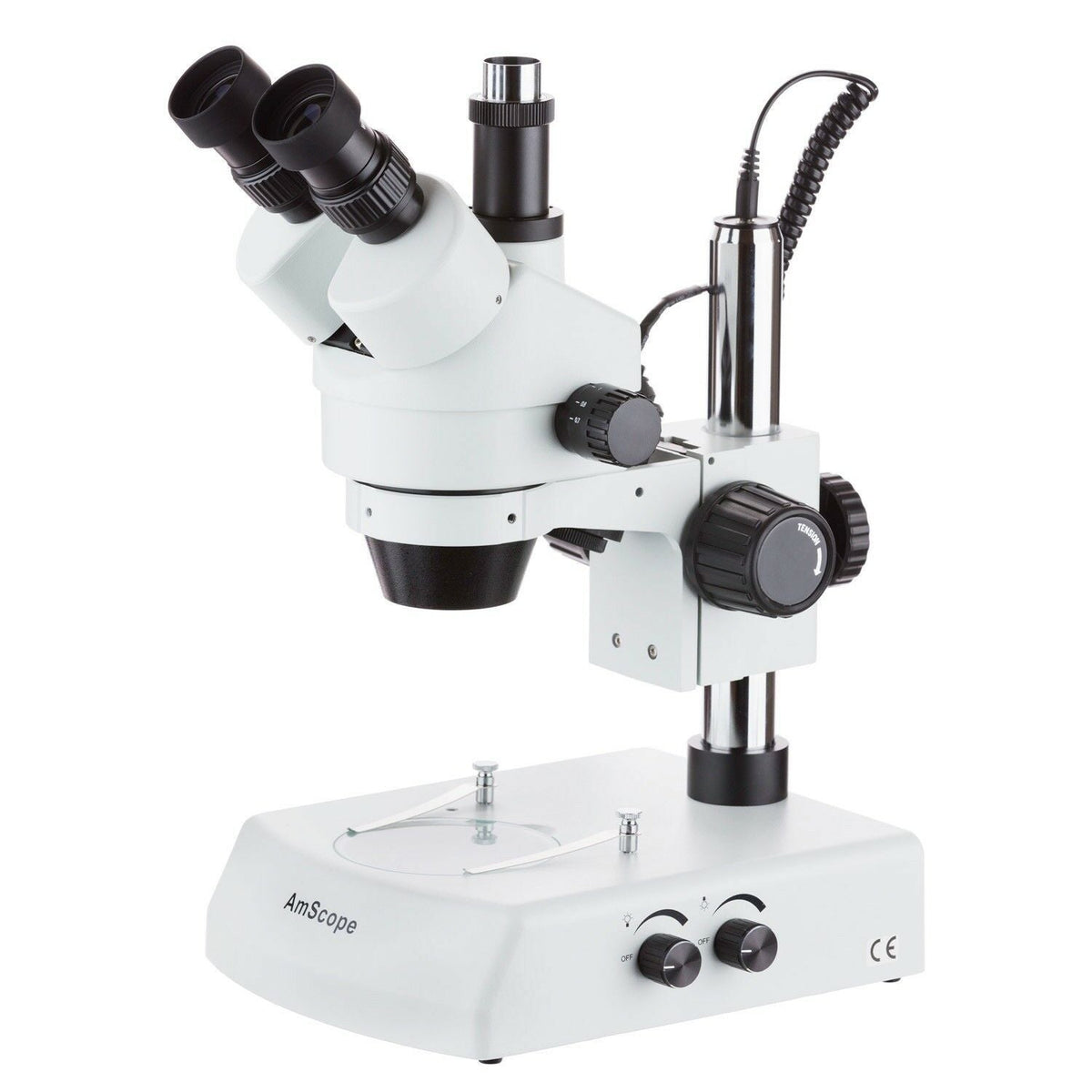 Amscope SM-2TX-10M 3.5X - 45X Trinocular Stereo Zoom Microscope with Dual Halogen Lights with 10MP Camera New