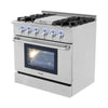Thor Kitchen HRG3617U 36 in. Professional Gas Range Oven 4 Burners Blue Porcelain Interior Stainless Steel New