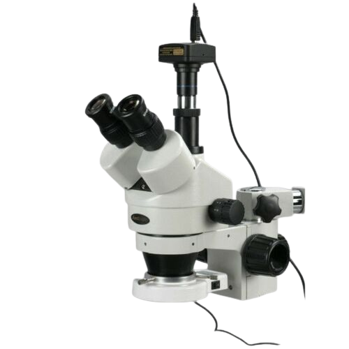 Amscope SM-3T-54S-5M 7X - 45X Trinocular LED Boom Stand Stereo Zoom Microscope Plus 5MP Camera New