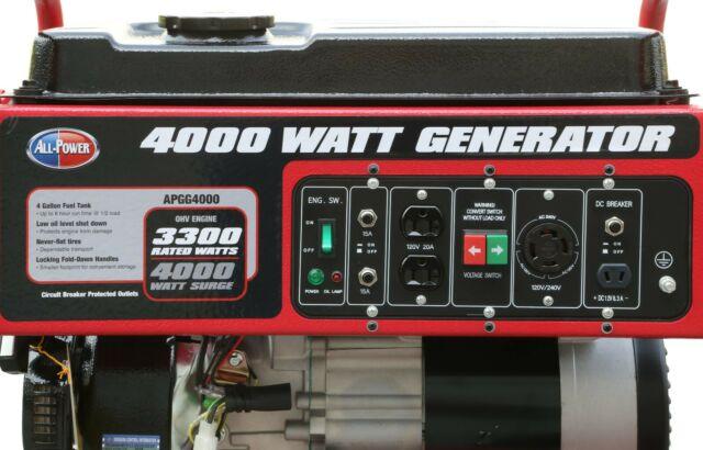 All Power America APGG4000 3300W/4000W Portable Gas Generator New