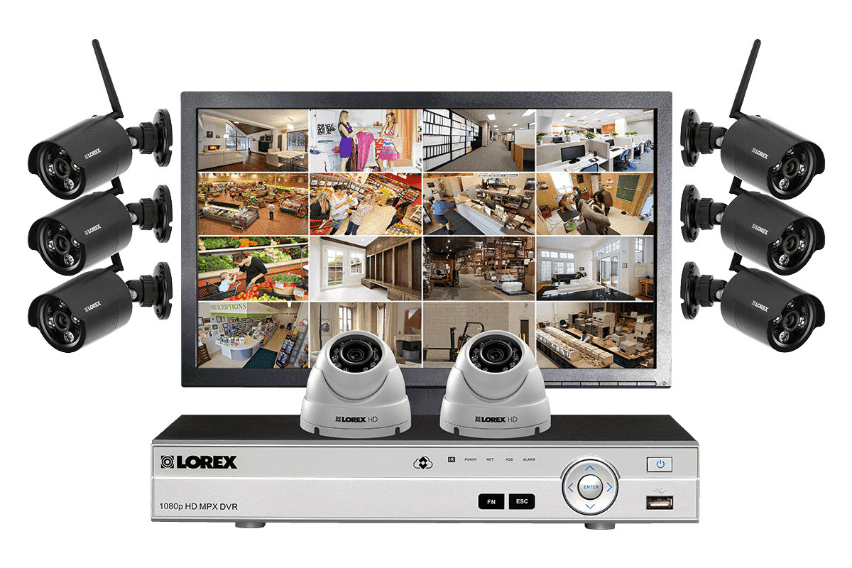 LW1662MDW HD 6 Wireless Cameras 2 Wired Cameras 16 Channel DVR and Monitor Indoor/Outdoor Surveillance Security System New