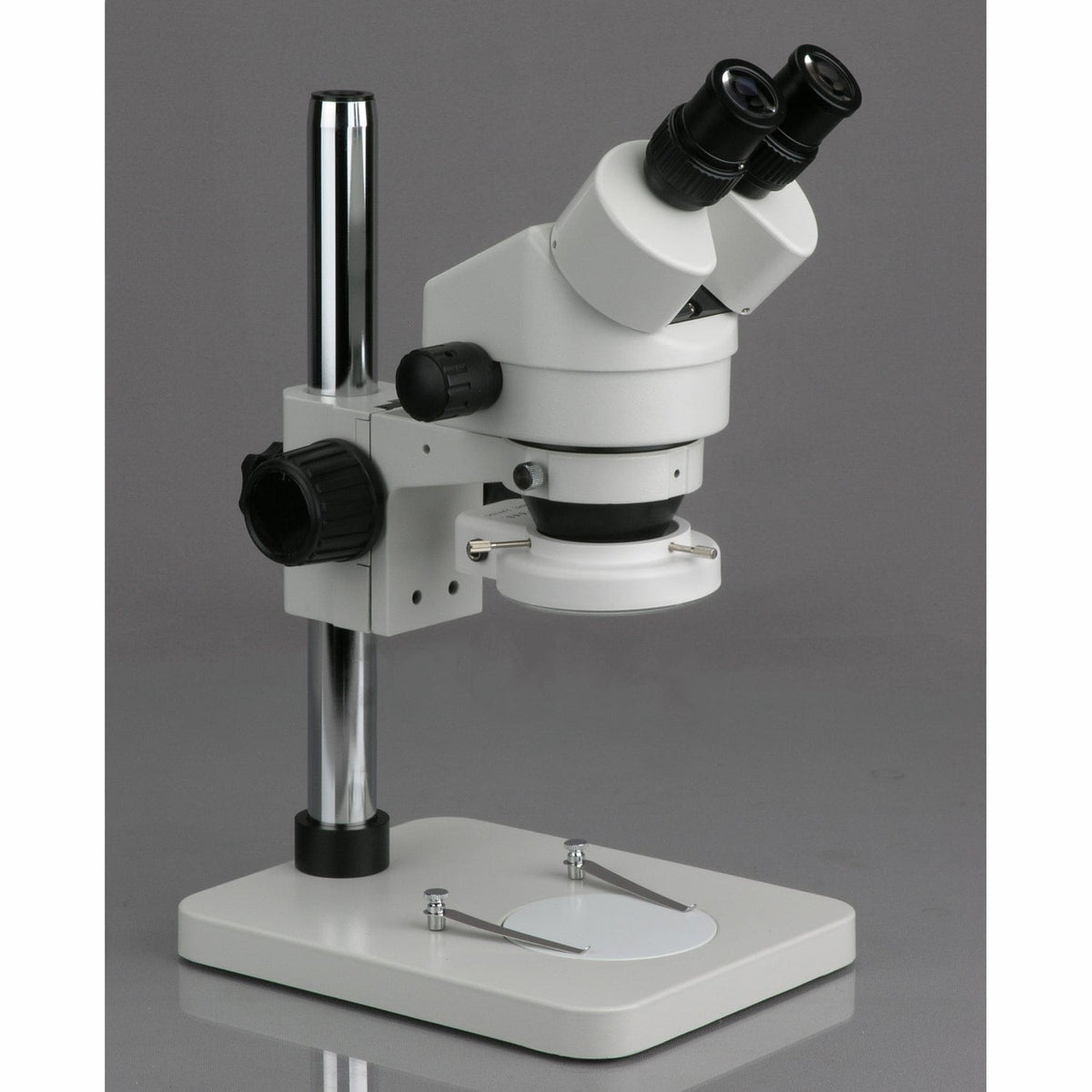 Amscope SM-1BSL-64S-V331 7X - 45X Stereo Binocular Microscope with 14 Inch Pillar Stand and 64 LED Ring Light New