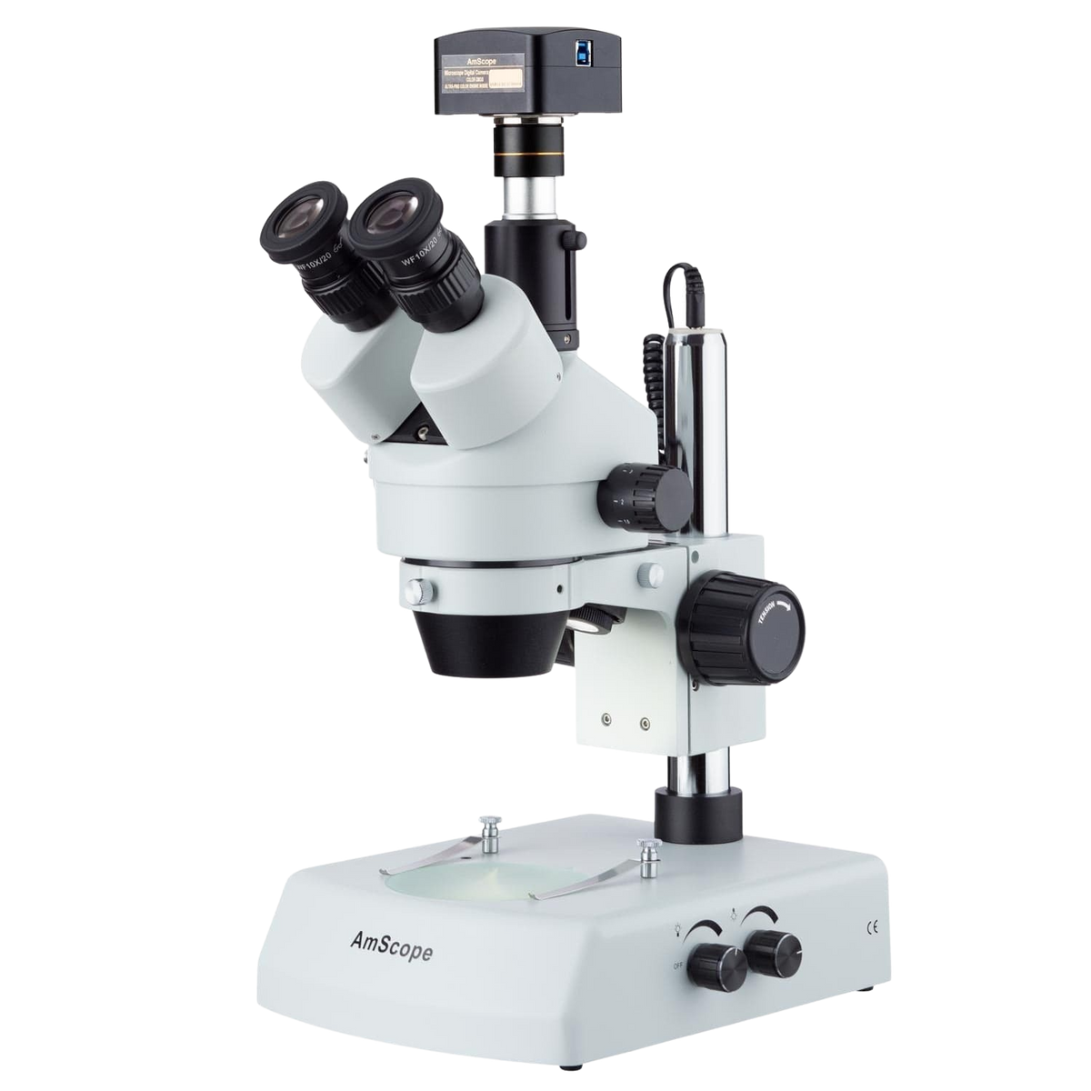 Amscope SM-2TZZ-LED-5M3 LED Trinocular Zoom Stereo Microscope 3.5X - 180X and 5MP USB3 Camera New