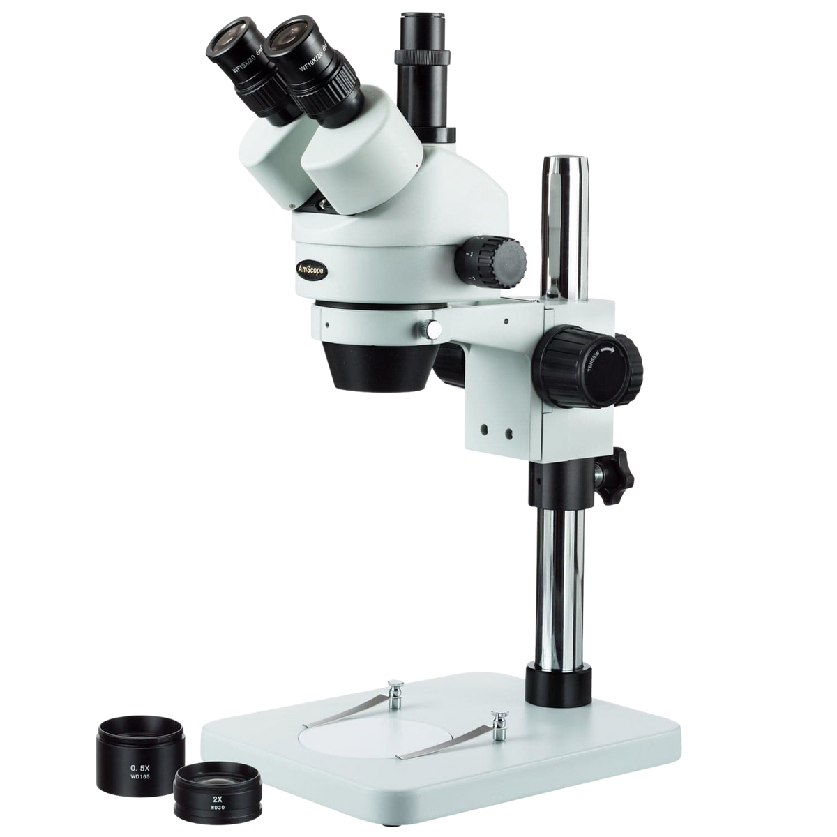 Amscope SM-1TSZ-V203 3.5X - 90X Zoom Trinocular Stereo Microscope with Table Pillar Stand New