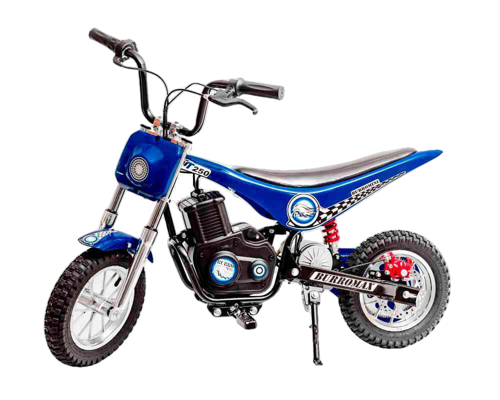 Burromax TT250 24V 250W Kids Off Road Electric Ride On Mini Pocket Dirt Bike Blue New