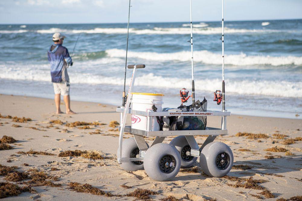 Alumacart Calypso Cruiser Rust Resistant Beach and Fishing Wagon with Rod Holders New Alumacart Calypso Cruiser Rust Resistant Beach and Fishing Wagon with Rod Holders New