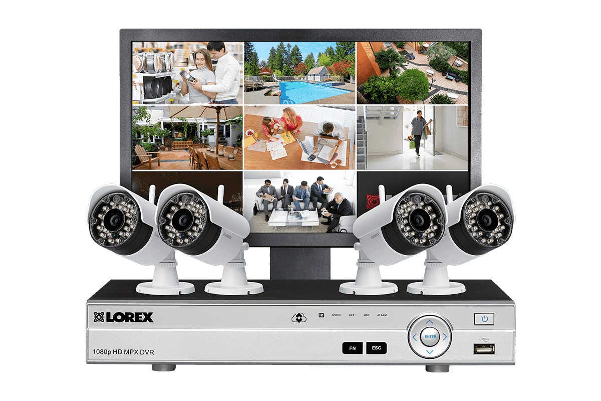 Lorex LW84MW HD 4 Camera 8 Channel DVR and Monitor Indoor/Outdoor Surveillance Security System New