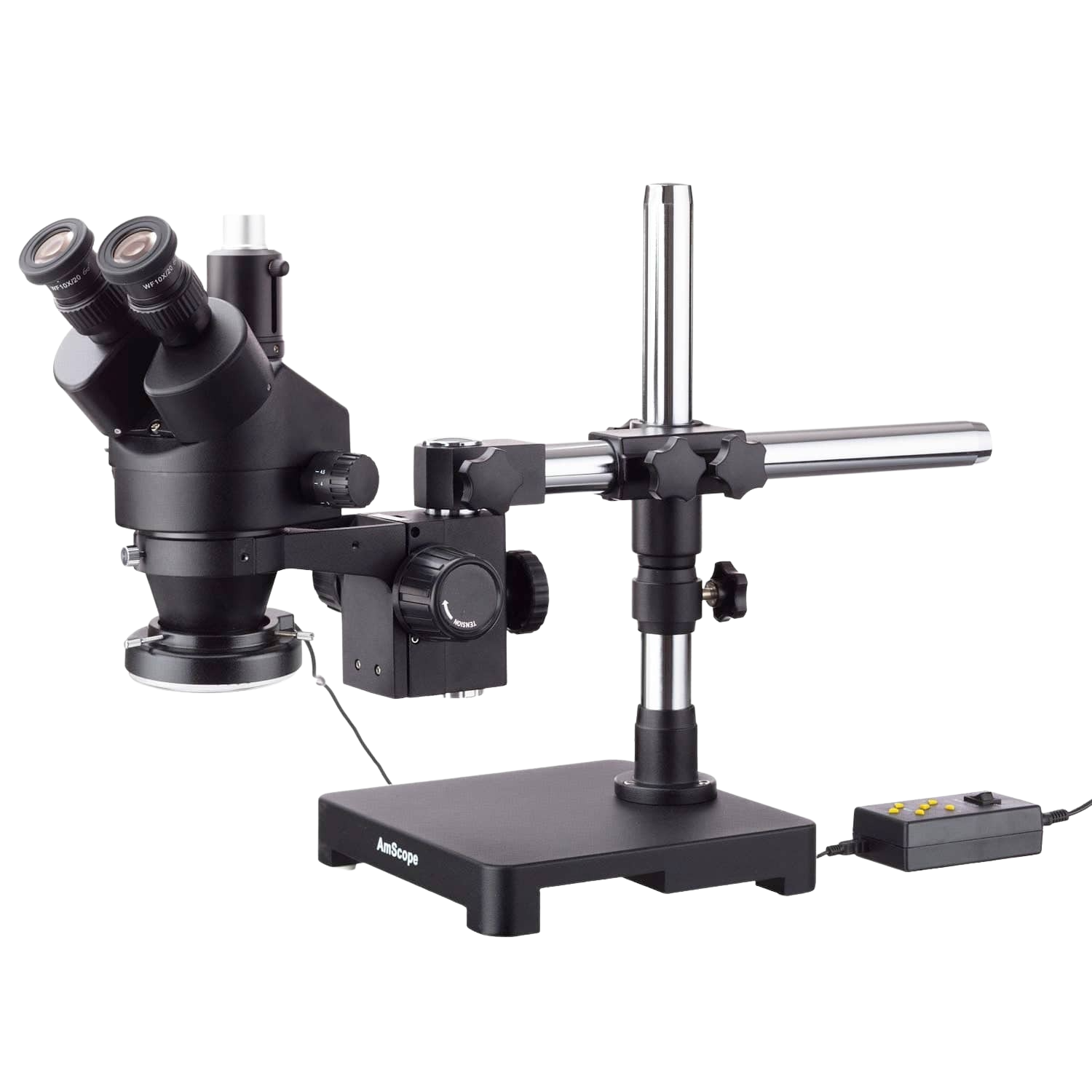 Amscope SM-3TX-144A-B 3.5X - 45X Black Trinocular Stereo Zoom Microscope with 144 LED Ring Light New