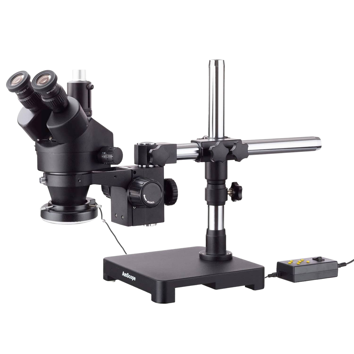 Amscope SM-3TX-144A-B 3.5X - 45X Black Trinocular Stereo Zoom Microscope with 144 LED Ring Light New
